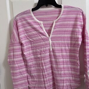 Pink Striped Women's Pajama Top